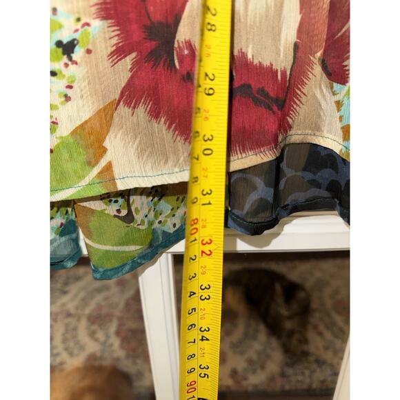 Coldwater Creek Sleeveless Vest Open-Front sheer Green Floral Pattern - Picture 3 of 6